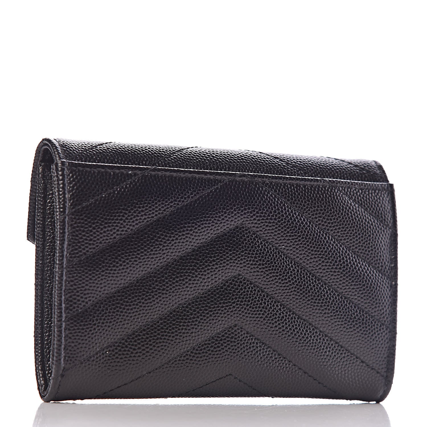 Saint Laurent Grain De Poudre Matelasse Chevron Small Monogram Envelope Wallet Black 3 of 7