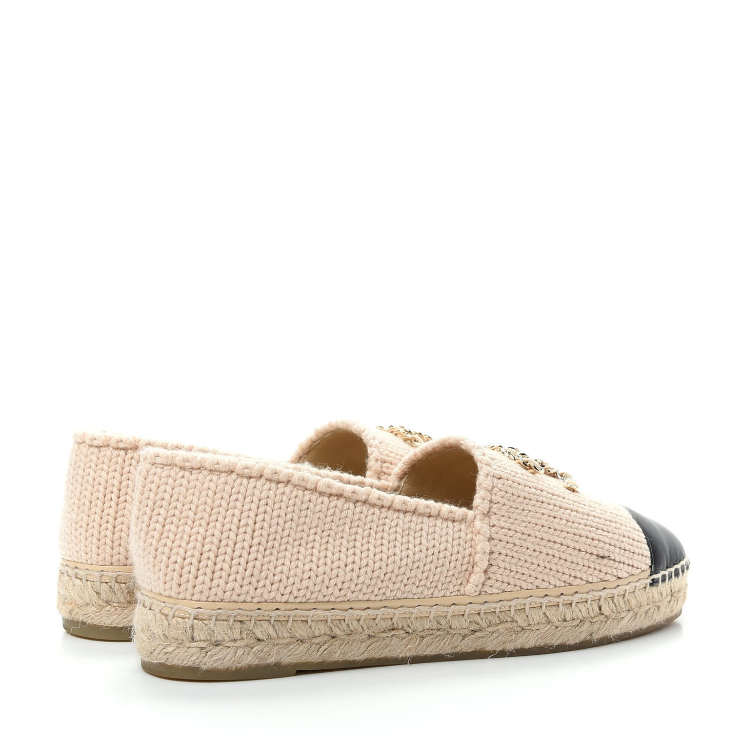 Knitted Wool Lambskin Chain CC Espadrilles 40 Beige