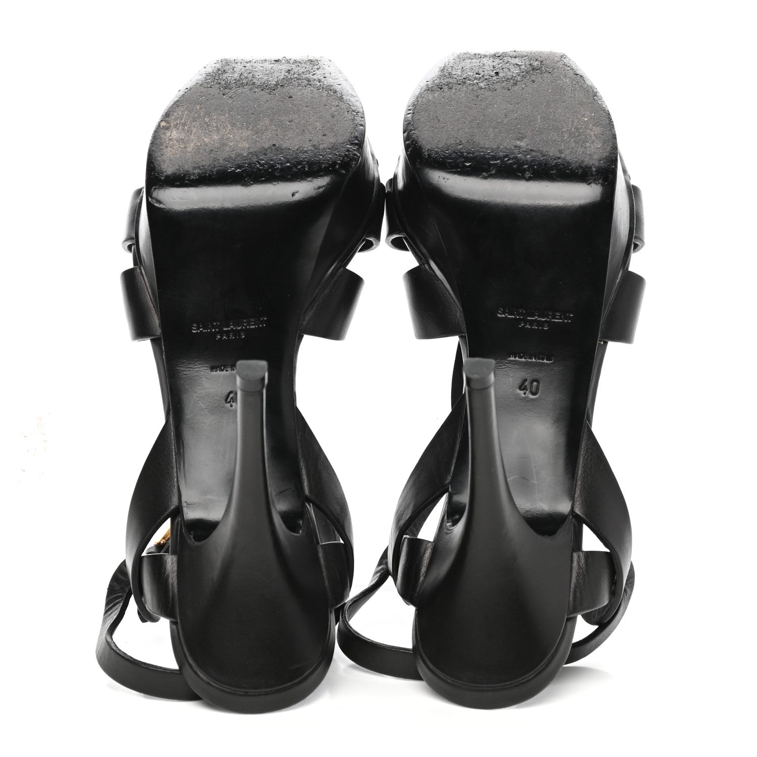 Saint Laurent Calfskin Tribute 75 Platform Sandals 40 Black 6 of 8