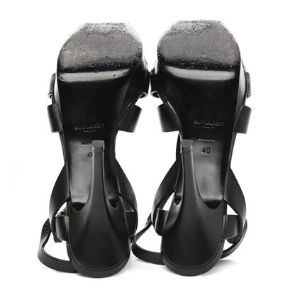 Saint Laurent Calfskin Tribute 75 Platform Sandals 40 Black 6 of 8
