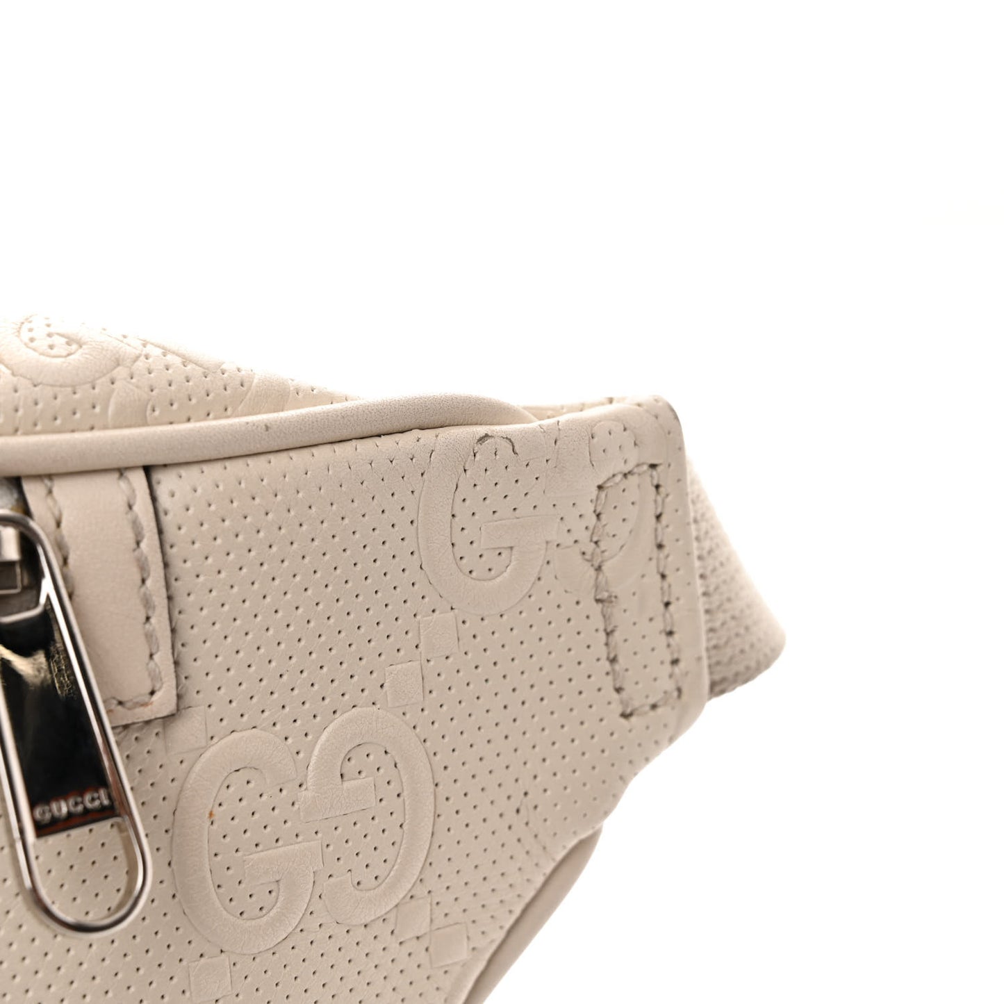 Calfskin GG Tennis Embossed Pocket Belt Bag Mystic White