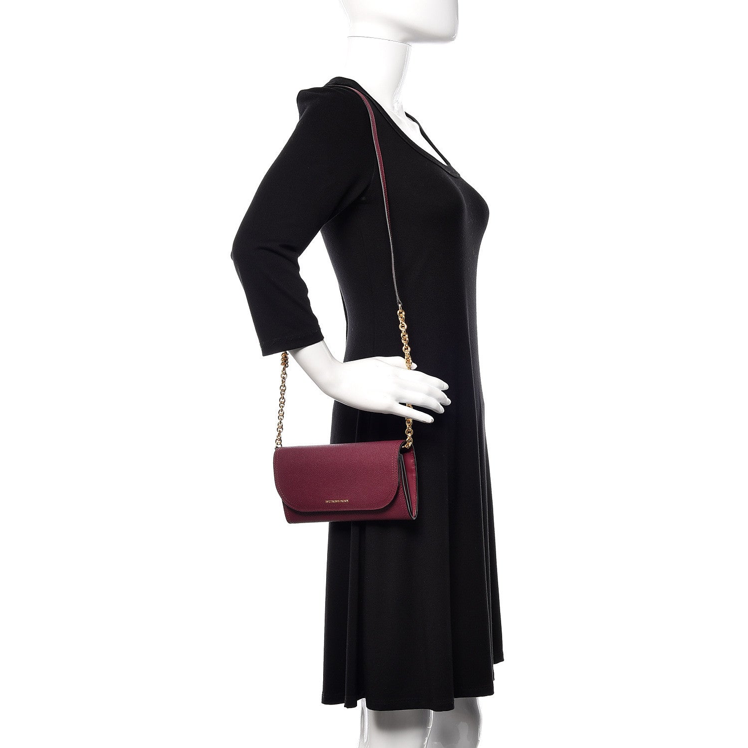 Burberry Grainy Calfskin Henley Wallet On Chain Burgundy 2 of 9