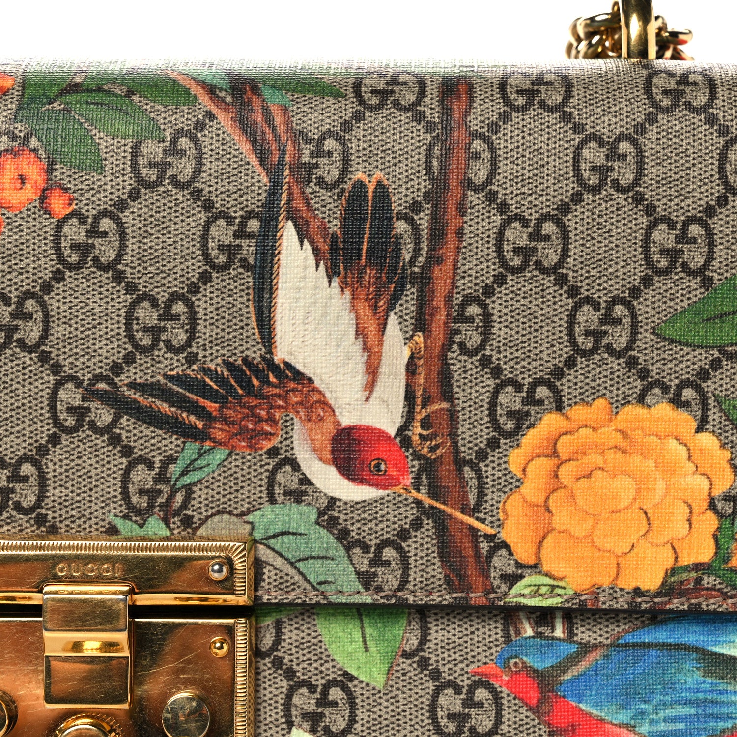Gucci GG Supreme Monogram Tian Medium Padlock Shoulder Bag Beige Multicolor New Acero 5 of 16
