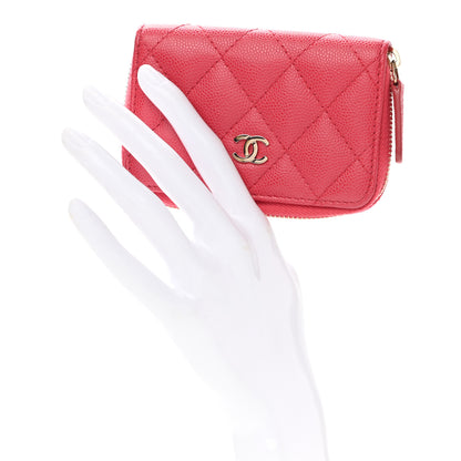 Chanel Caviar Quilted Zip Coin Purse Pink 2 of 8