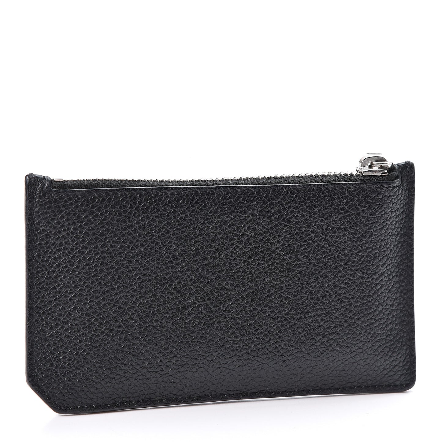 Grained Calfskin 5 Fragments Zip Pouch Card Holder Black