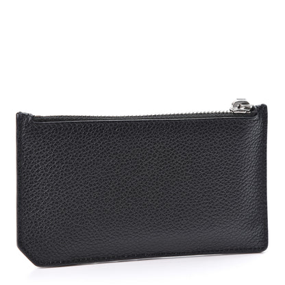 Saint Laurent Grained Calfskin 5 Fragments Zip Pouch Card Holder Black 2 of 9