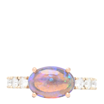 Irene Neuwirth 18K Rose White Gold Diamond Opal Tennis Ring 53 6.5 1 of 5