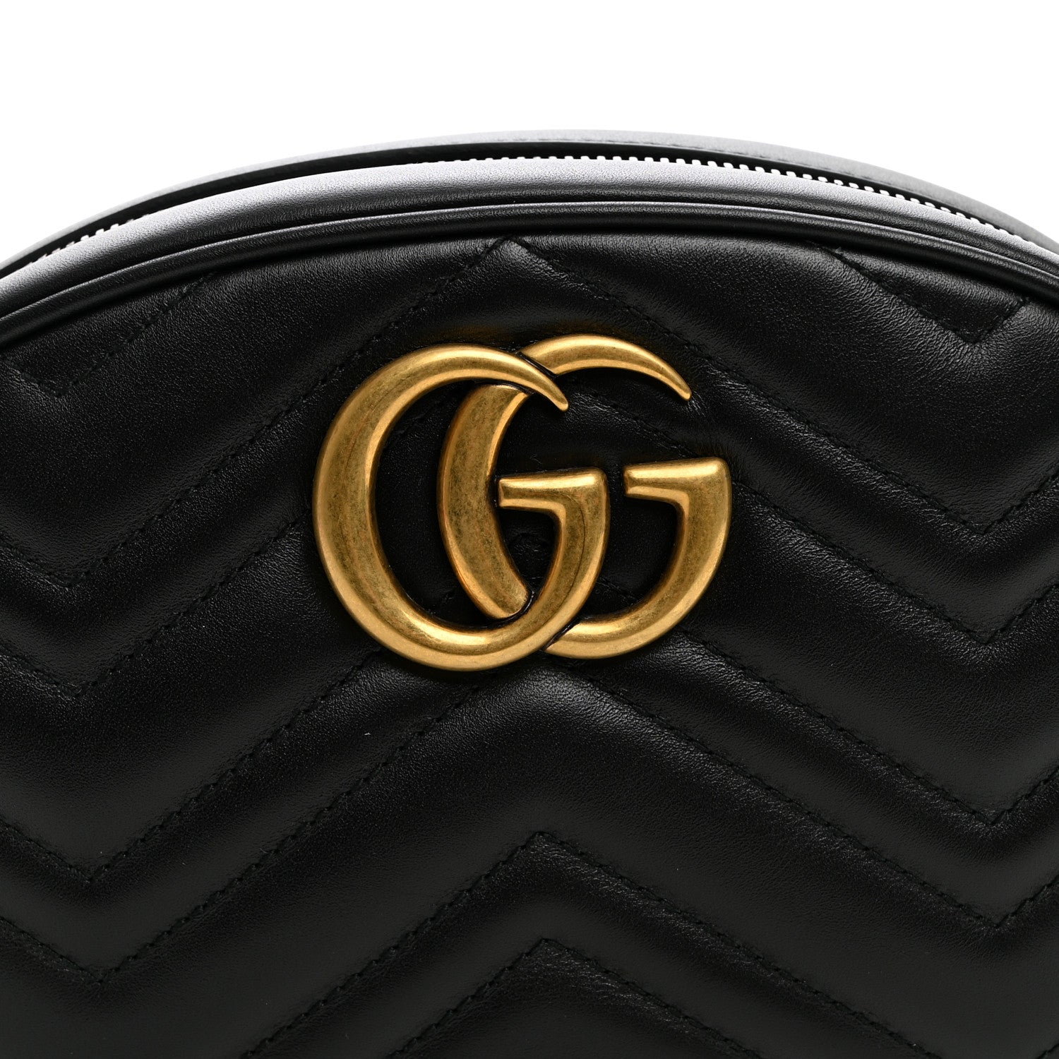 Gucci Calfskin Matelasse GG Marmont Belt Bag 85 34 Black 8 of 10
