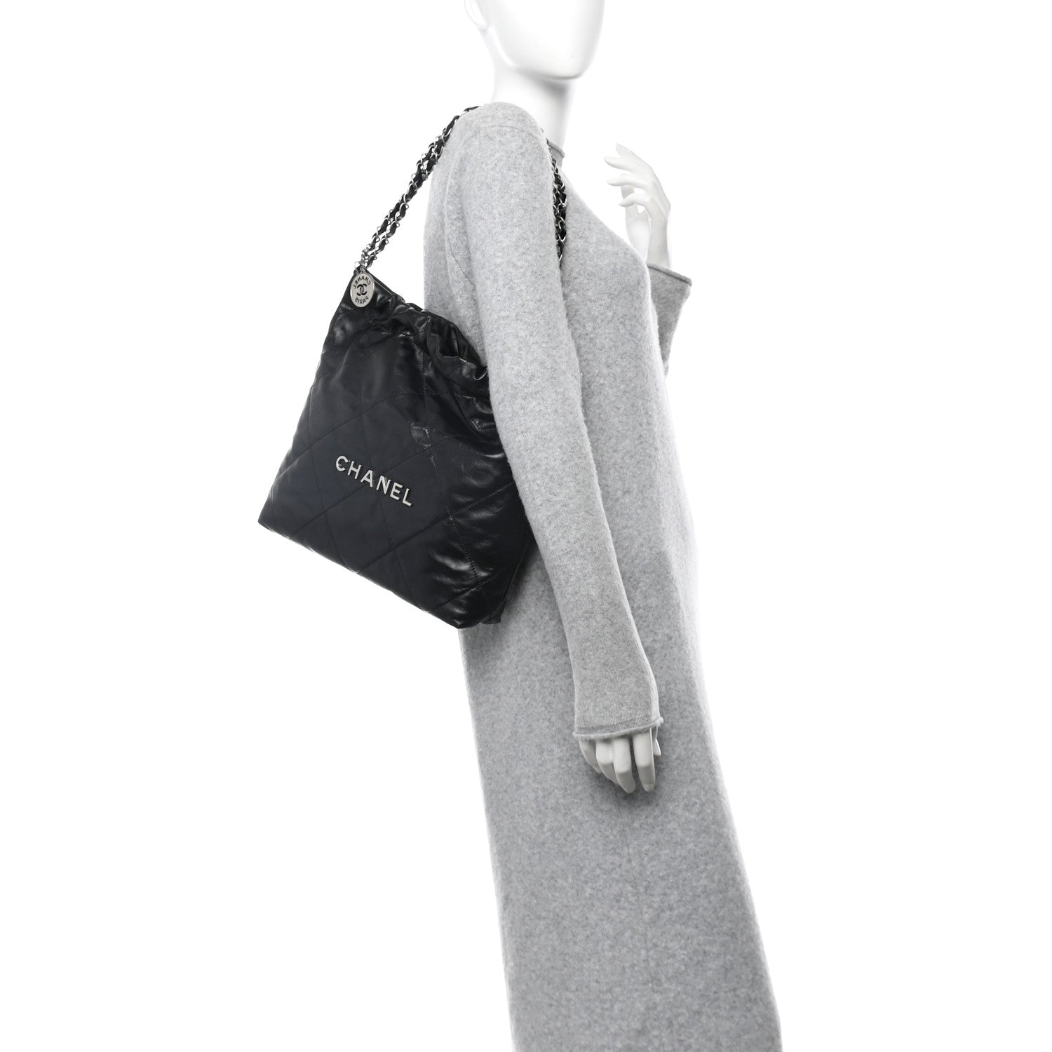 Chanel Shiny Calfskin Quilted Small Chanel 22 Black 2 of 11