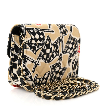 Chanel Canvas Check Flag Printed CC Clutch With Chain Beige Multicolor 3 of 12
