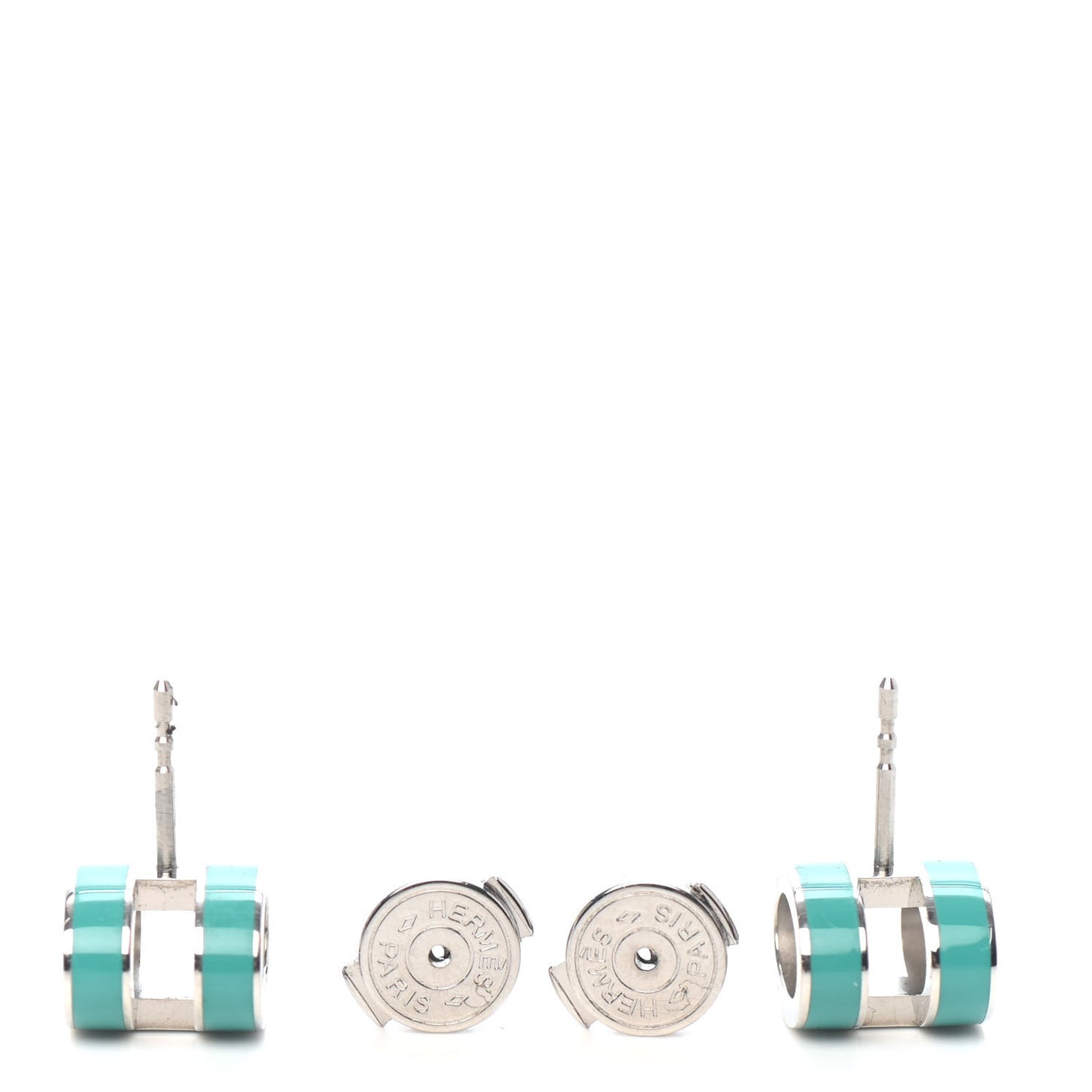 Palladium Lacquered Pop H Earrings Emerald