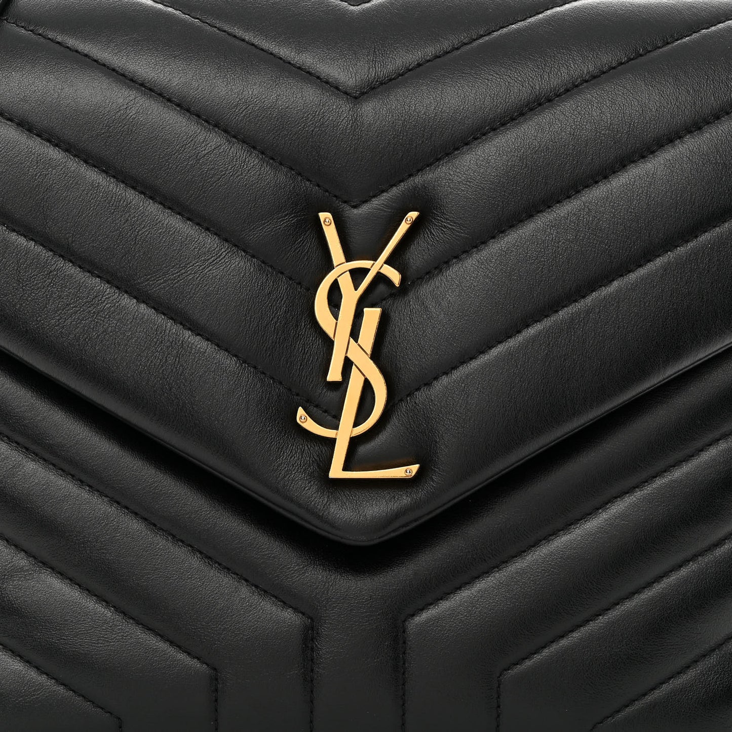 Calfskin Y Quilted Monogram Medium Loulou Chain Satchel Black