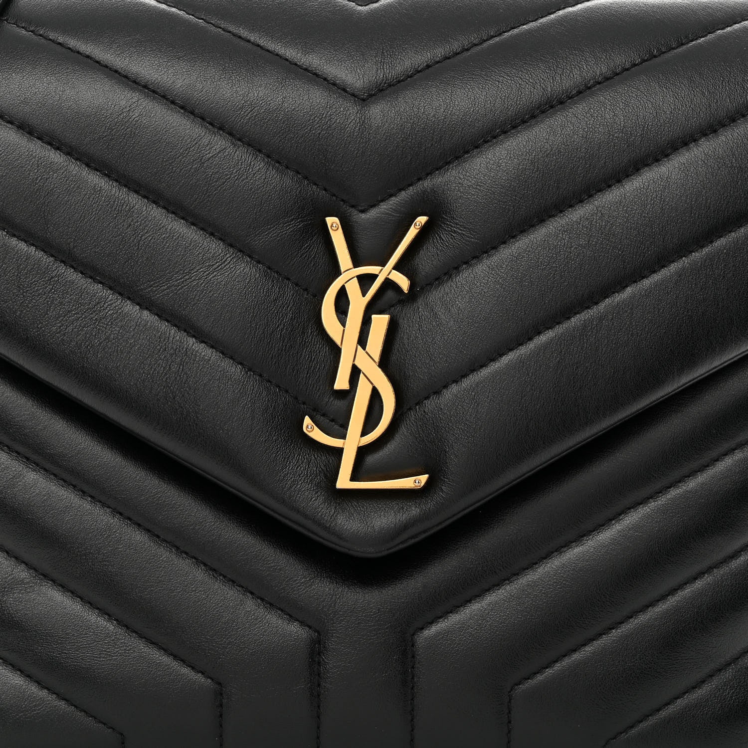 Saint Laurent Calfskin Y Quilted Monogram Medium Loulou Chain Satchel Black 7 of 11