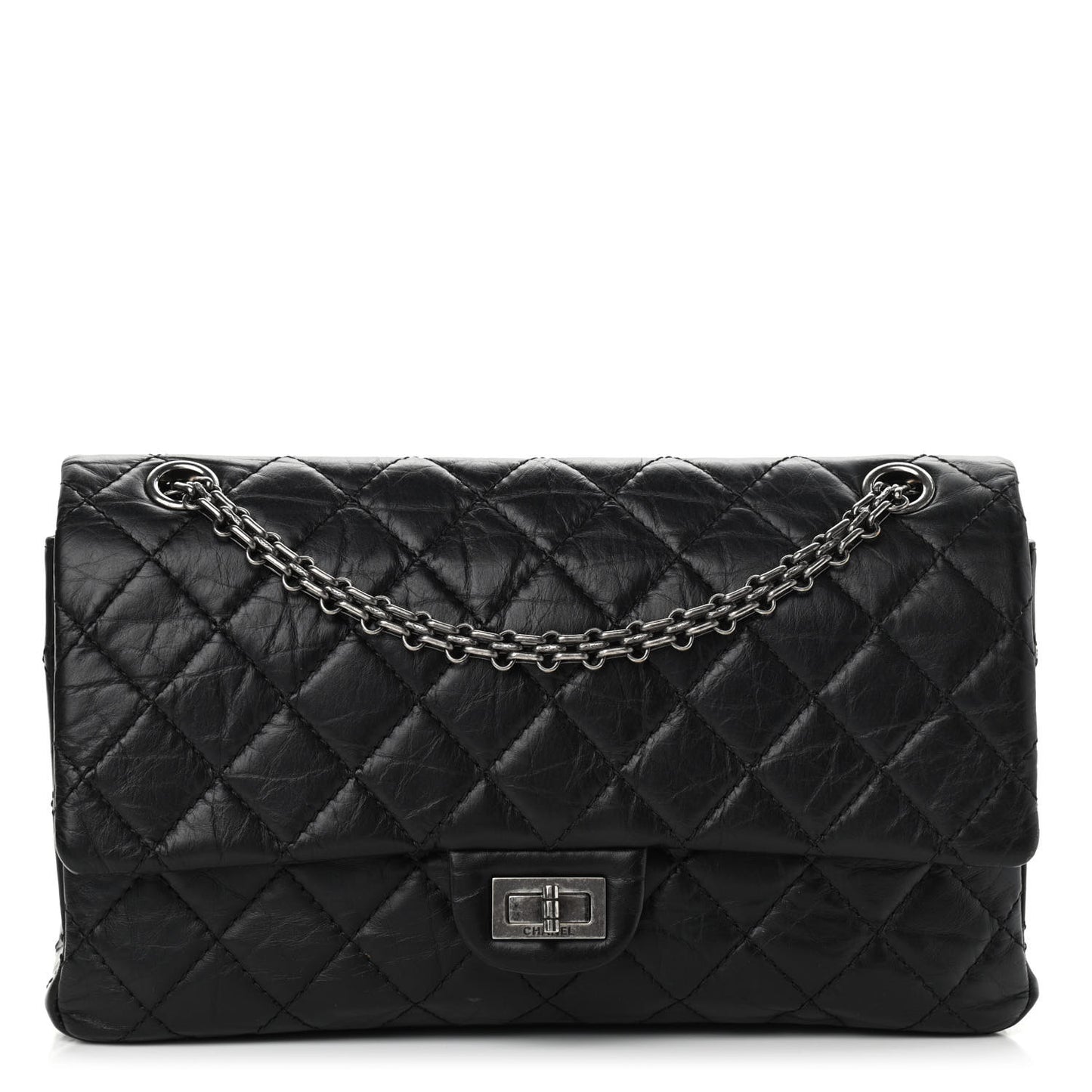 Aged Calfskin Quilted 2.55 Reissue 226 Flap Black