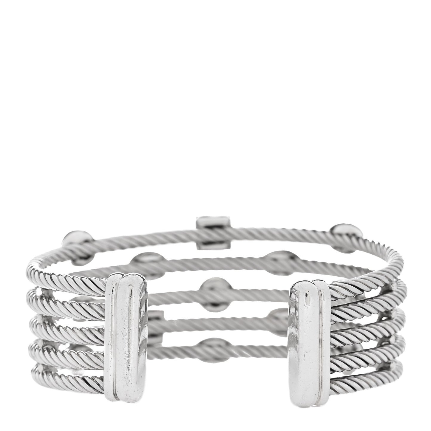 Sterling Silver Diamond Five Row Confetti Cuff Bracelet