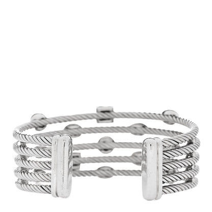 David Yurman Sterling Silver Diamond Five Row Confetti Cuff Bracelet 3 of 4