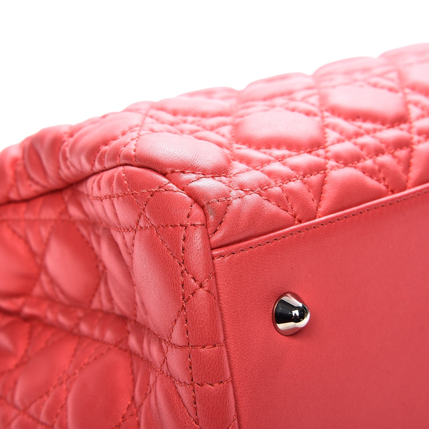 Christian Dior Lambskin Cannage Large Dior Soft Shopping Tote Coral 8 of 11