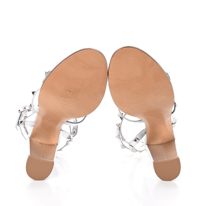 Valentino Garavani Metallic Calfskin Rockstud 90mm City Sandals 39 Silver 6 of 7