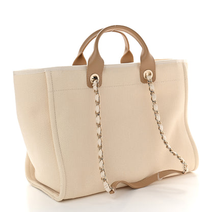 Chanel Canvas Pearl Medium Deauville Tote Ecru Beige 3 of 9