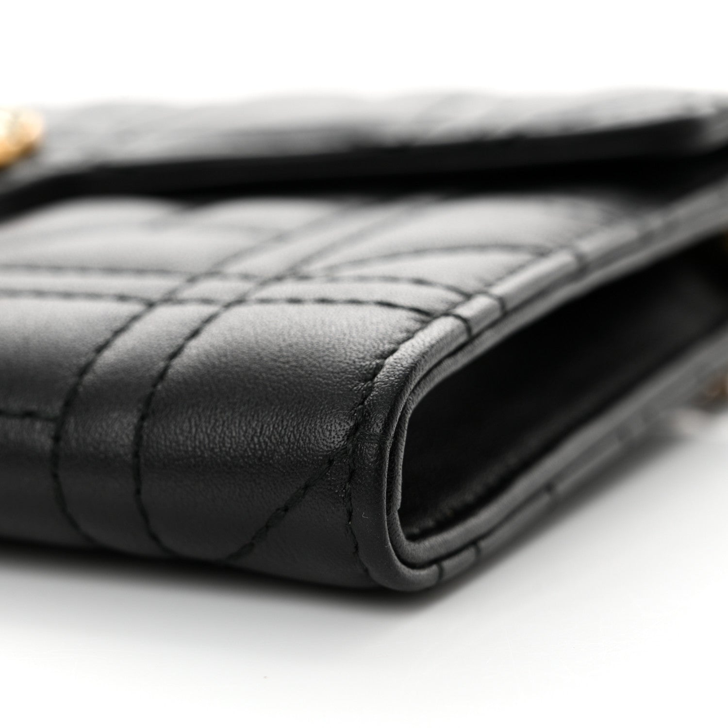 Gucci Calfskin Matelasse Mini Pearly GG Marmont Chain Wallet Black 10 of 11