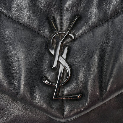 Saint Laurent Lambskin Quilted Monogram Monochrome Medium Loulou Puffer Chain Satchel Black 17 of 18