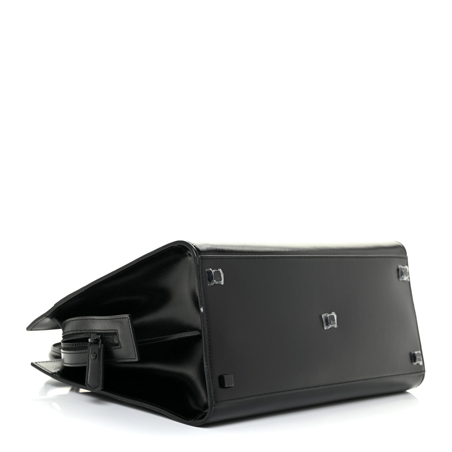 Shiny Calfskin Medium Uptown Tote Black