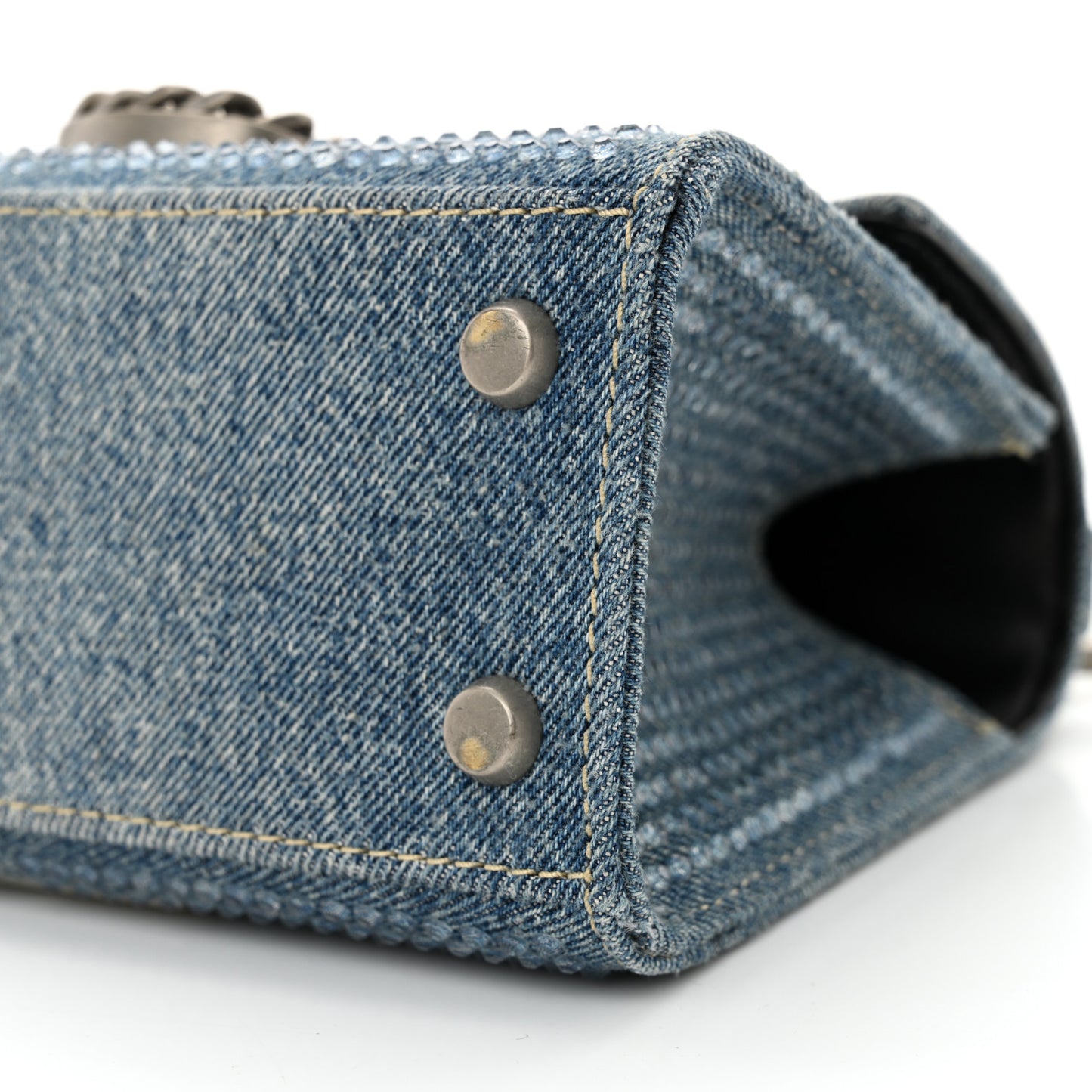 Crystal Denim Mini Saint Marc Top Handle Blue