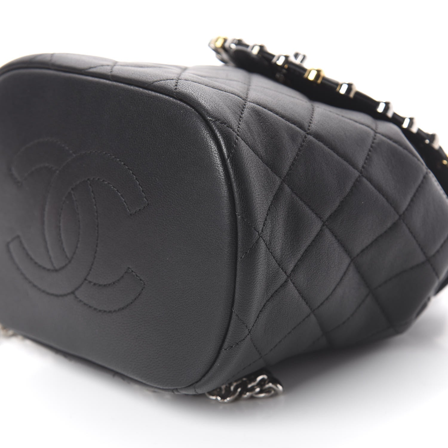 Chanel Lambskin Quilted Metallic Bubble Backpack Black 9 of 9