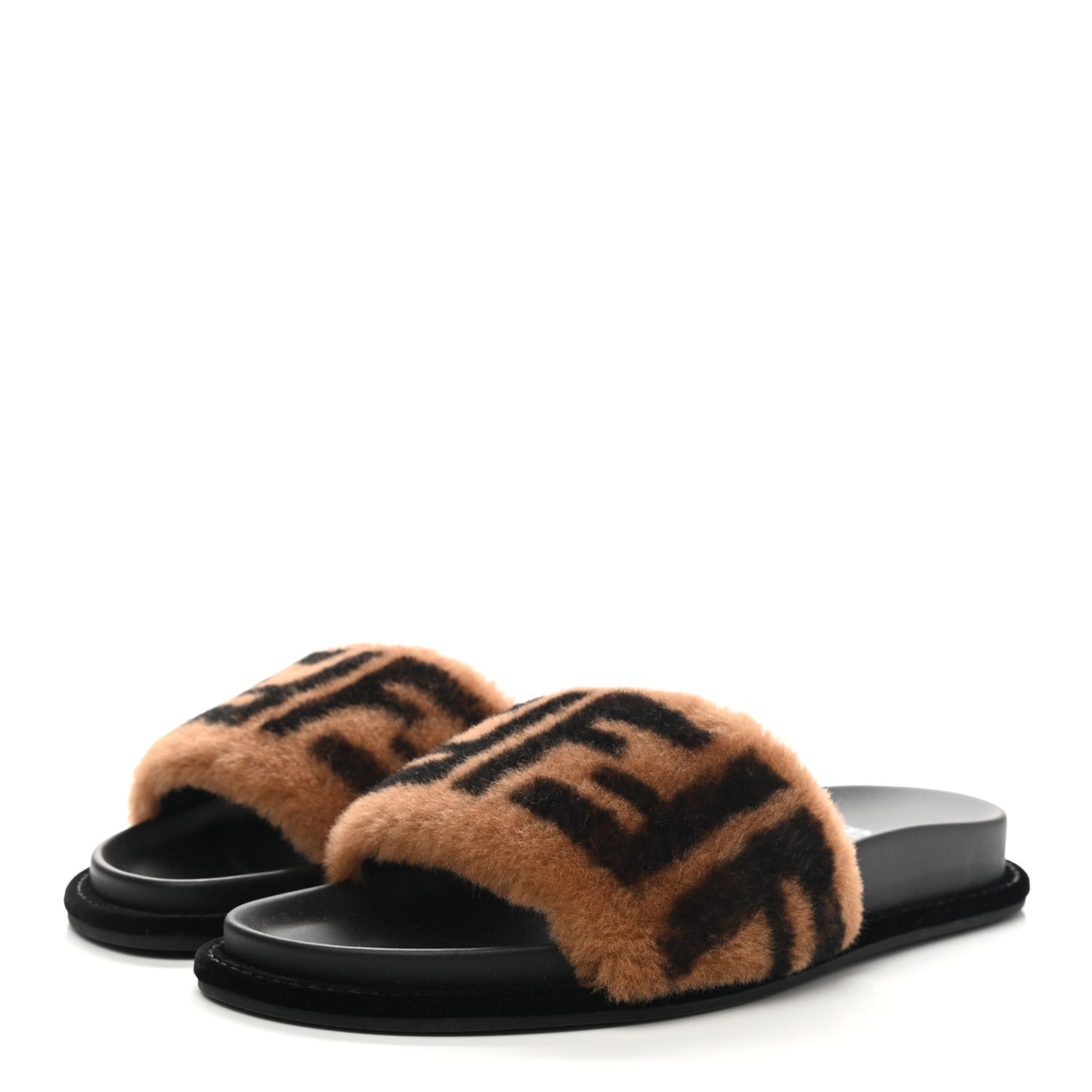 Shearling Macro FF Pool Slide Sandals 36.5 Scanbrown Black