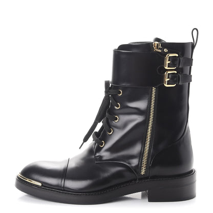Louis Vuitton Calfskin Diplomacy Ranger Combat Boots 37.5 Black 1 of 8