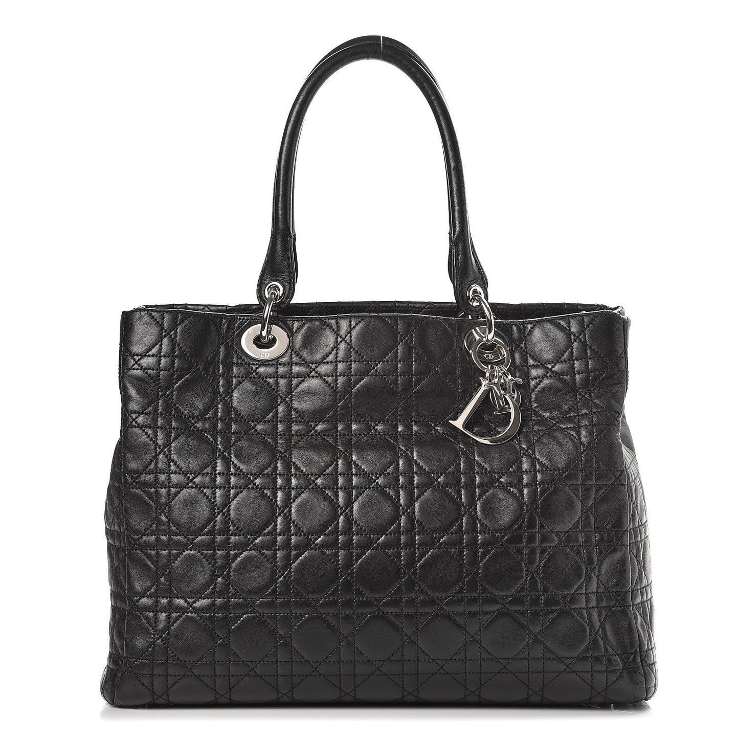 Lambskin Cannage Large Soft Lady Dior Shopping Tote Black