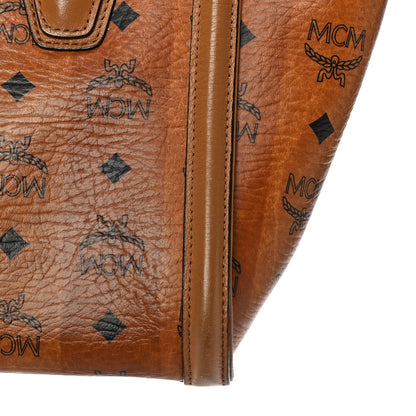 MCM Striped Visetos Small Kathy Double Zip Tote Cognac 13 of 18