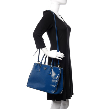 Prada Saffiano Vernice Medium Galleria Double Zip Tote Ottanio 2 of 16