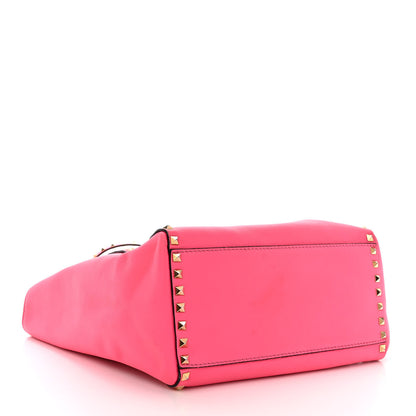 Valentino Garavani Vitello Rockstud Double Handle Tote Fuxia Fluo 4 of 15