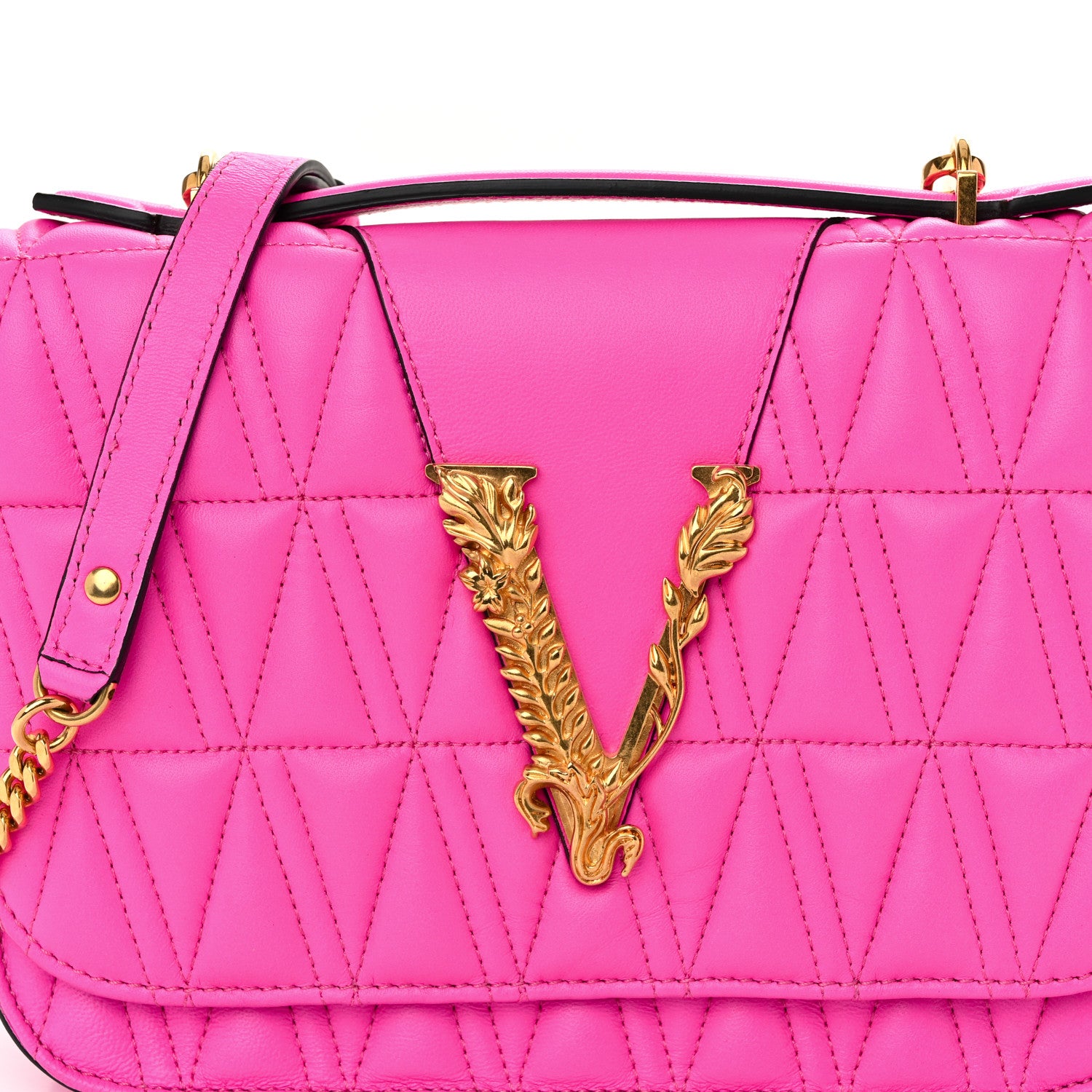 Versace Nappa Quilted Virtus Top Handle Shoulder Bag 7 of 9