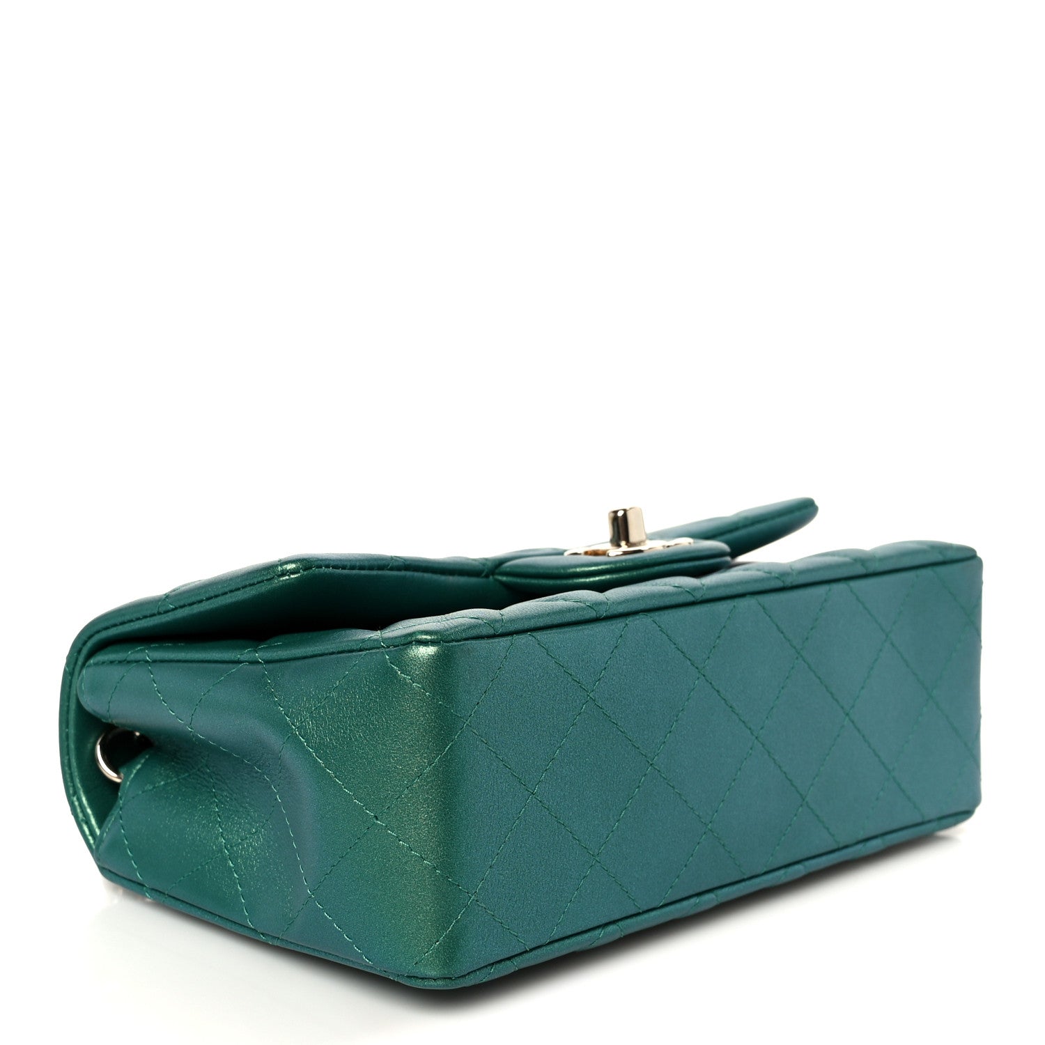 Chanel Iridescent Lambskin Quilted Mini Rectangular Flap Green 4 of 11