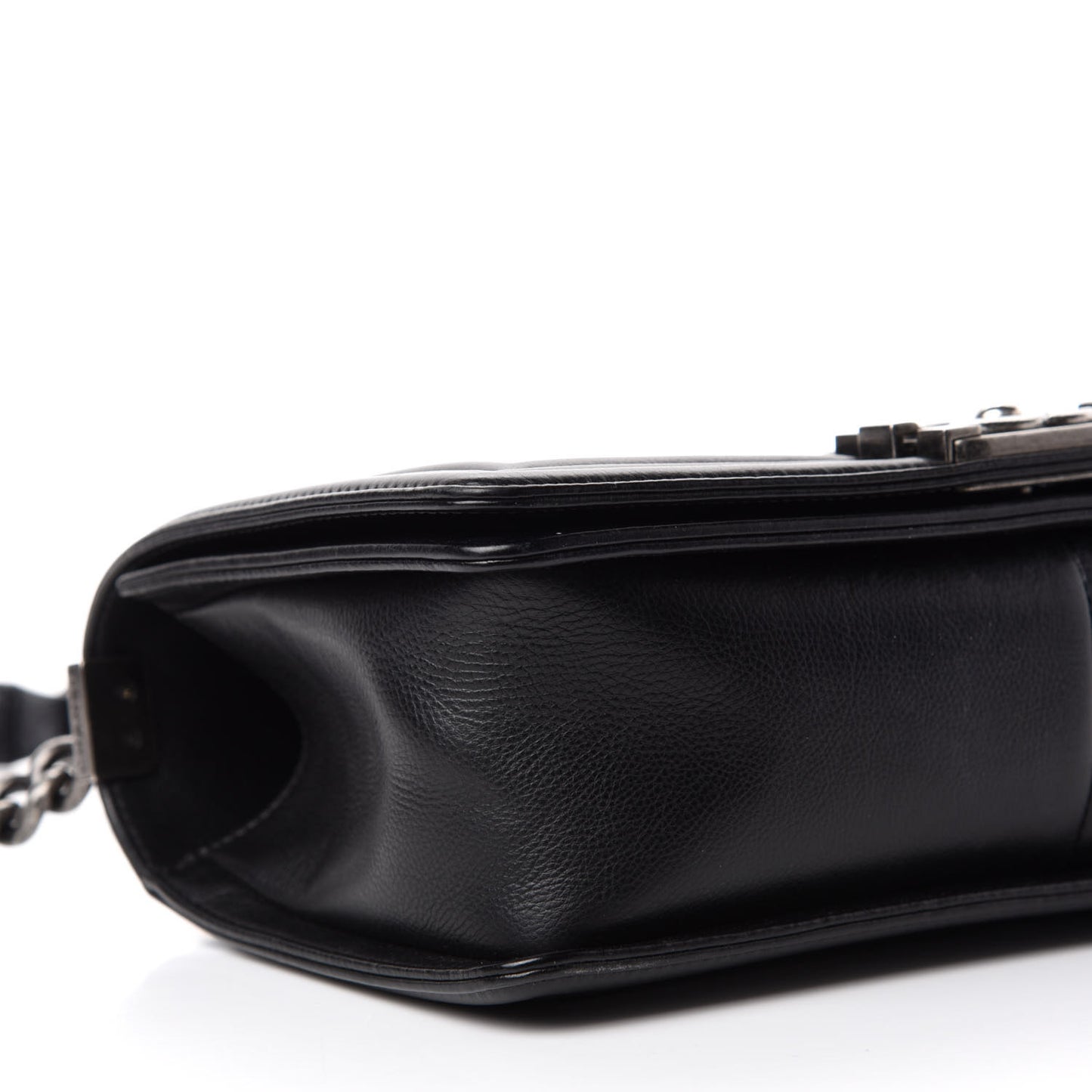 Calfskin Double Stitch Medium Boy Flap Black