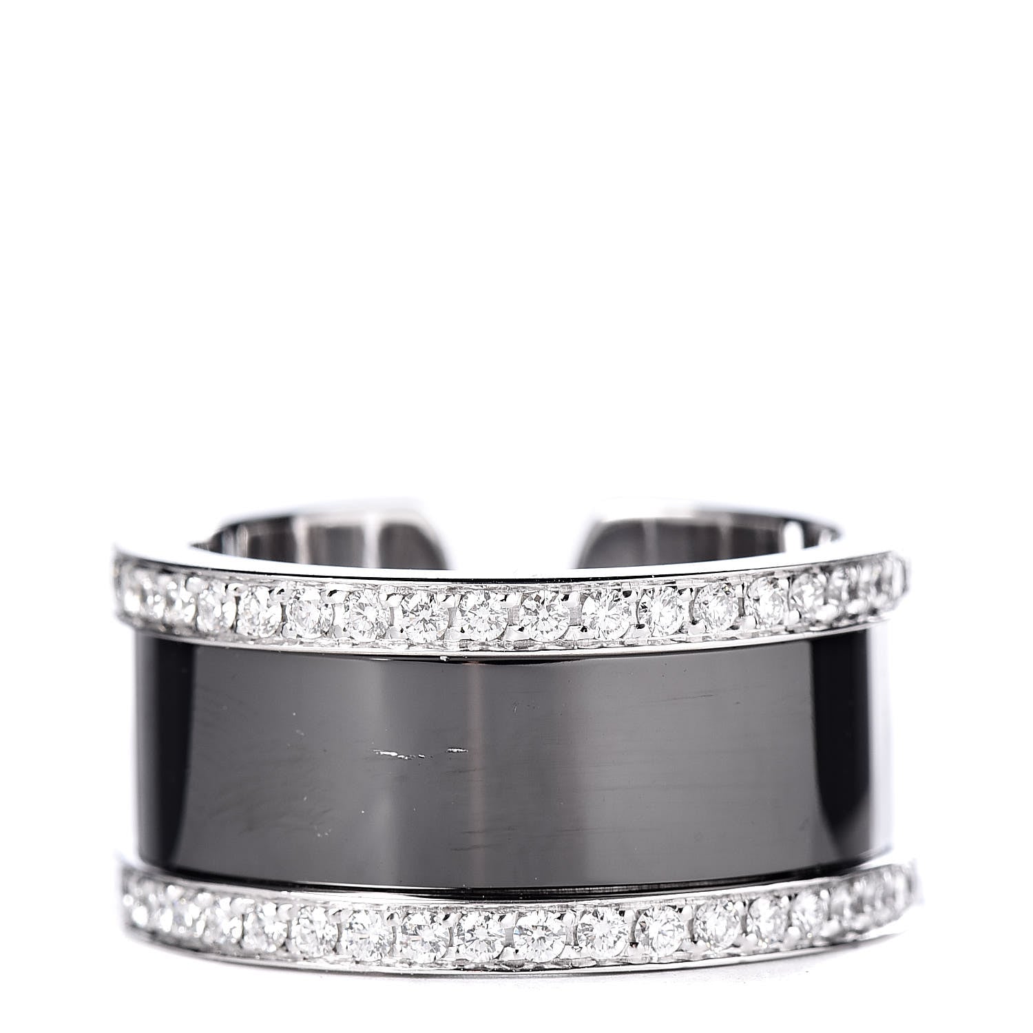 Cartier 18K White Gold Enamel Diamond 10mm Logo De Ring Black 53 6.5 3 of 5