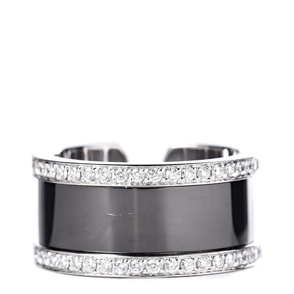 Cartier 18K White Gold Enamel Diamond 10mm Logo De Ring Black 53 6.5 3 of 5