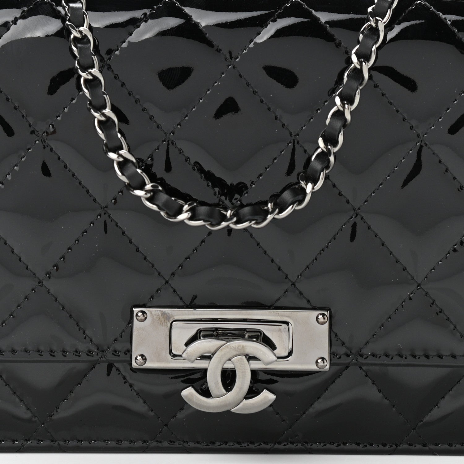 Chanel Patent Quilted Golden Class Wallet on Chain WOC Black 9 of 11