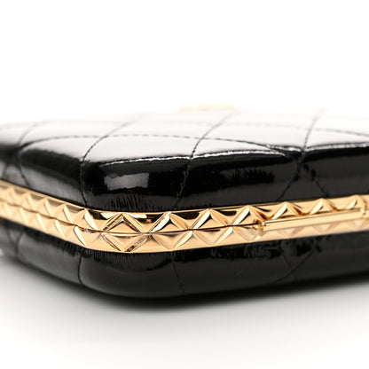 Chanel Glazed Goatskin Quilted Box With Chain Black 9 of 11