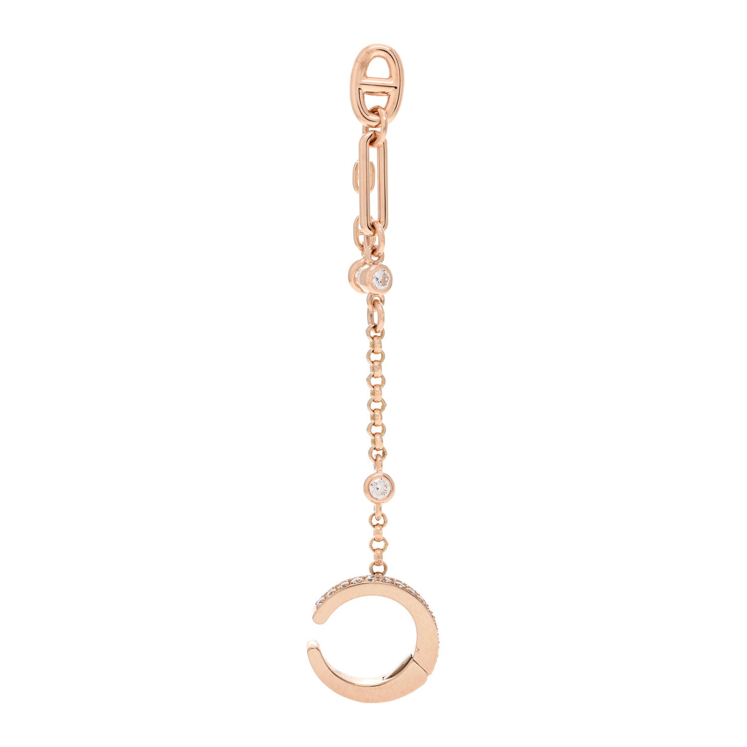 Hermes 18K Rose Gold Diamond Chaine d'ancre Chaos Right Earring 1 of 5