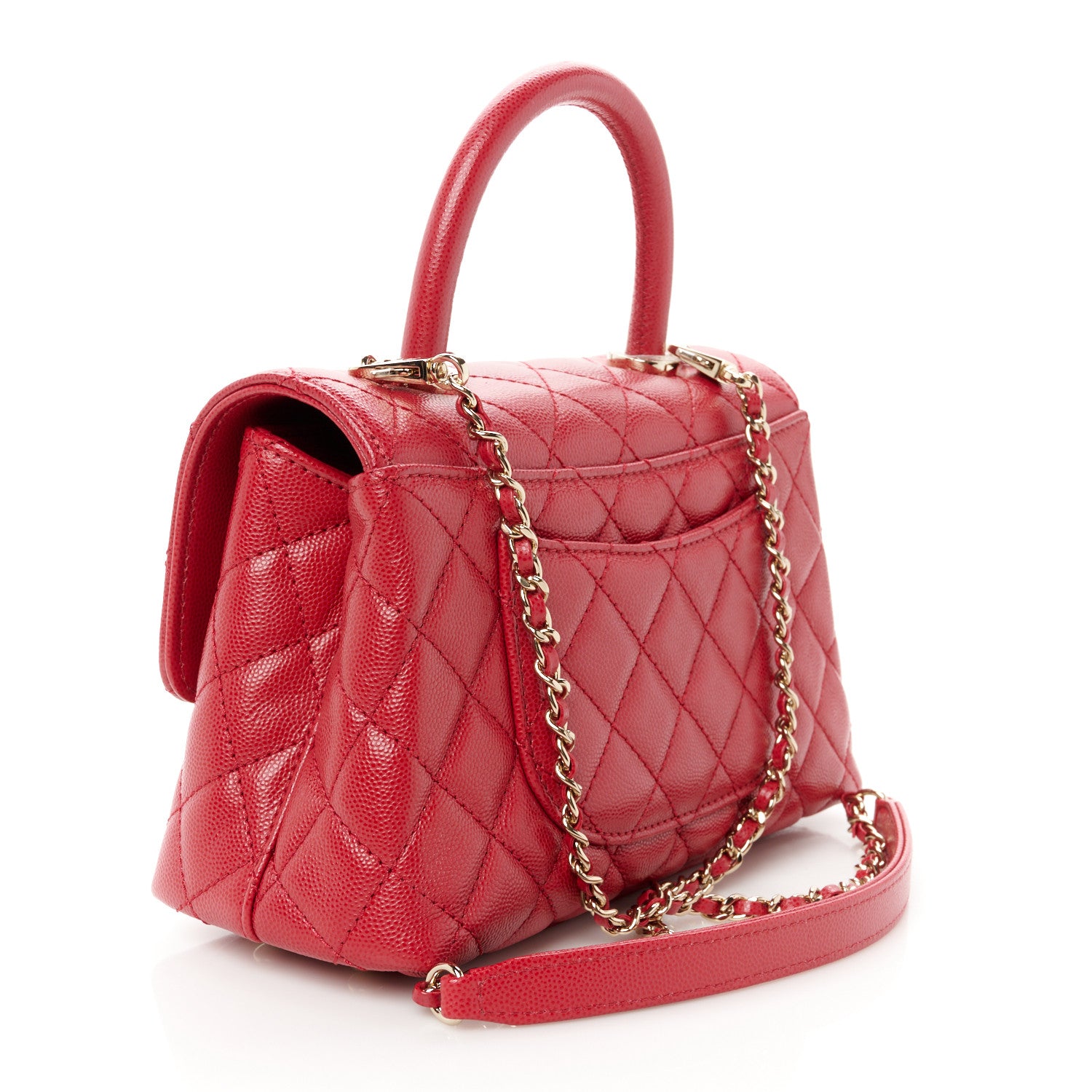 Chanel Caviar Quilted Mini Coco Handle Flap Red 3 of 11