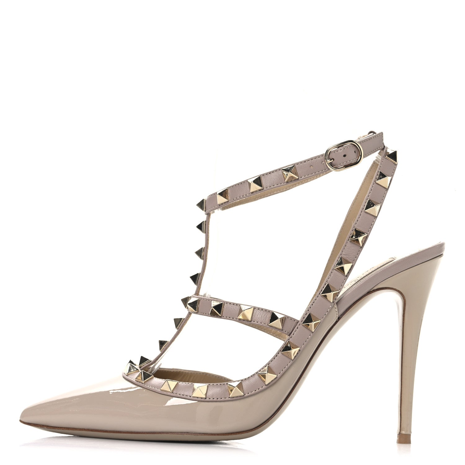 Valentino Garavani Patent Nappa Rockstud Ankle Strap 100mm Pumps 40 Poudre 1 of 10