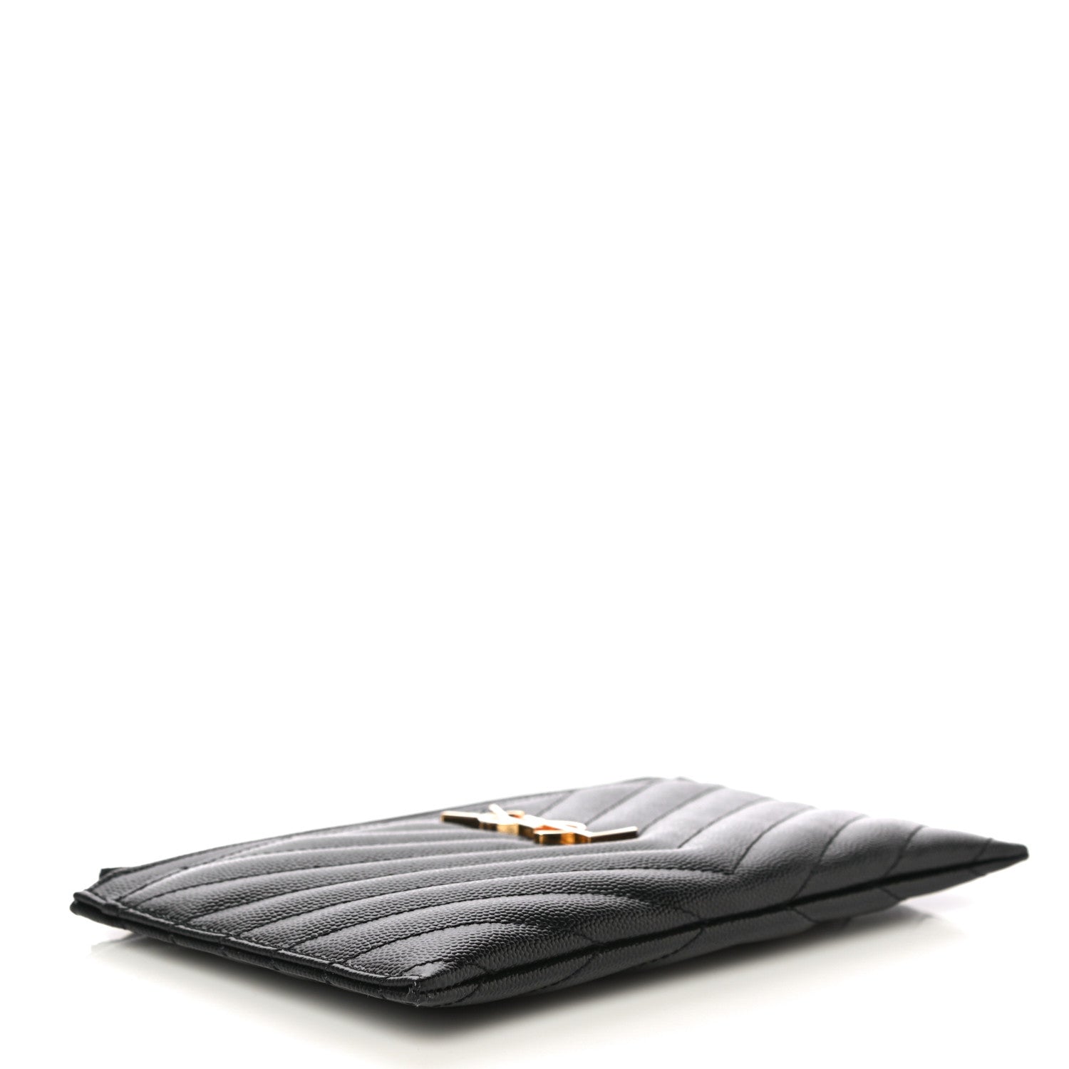 Saint Laurent Grain De Poudre Chevron Monogram Bill Pouch Black 4 of 11