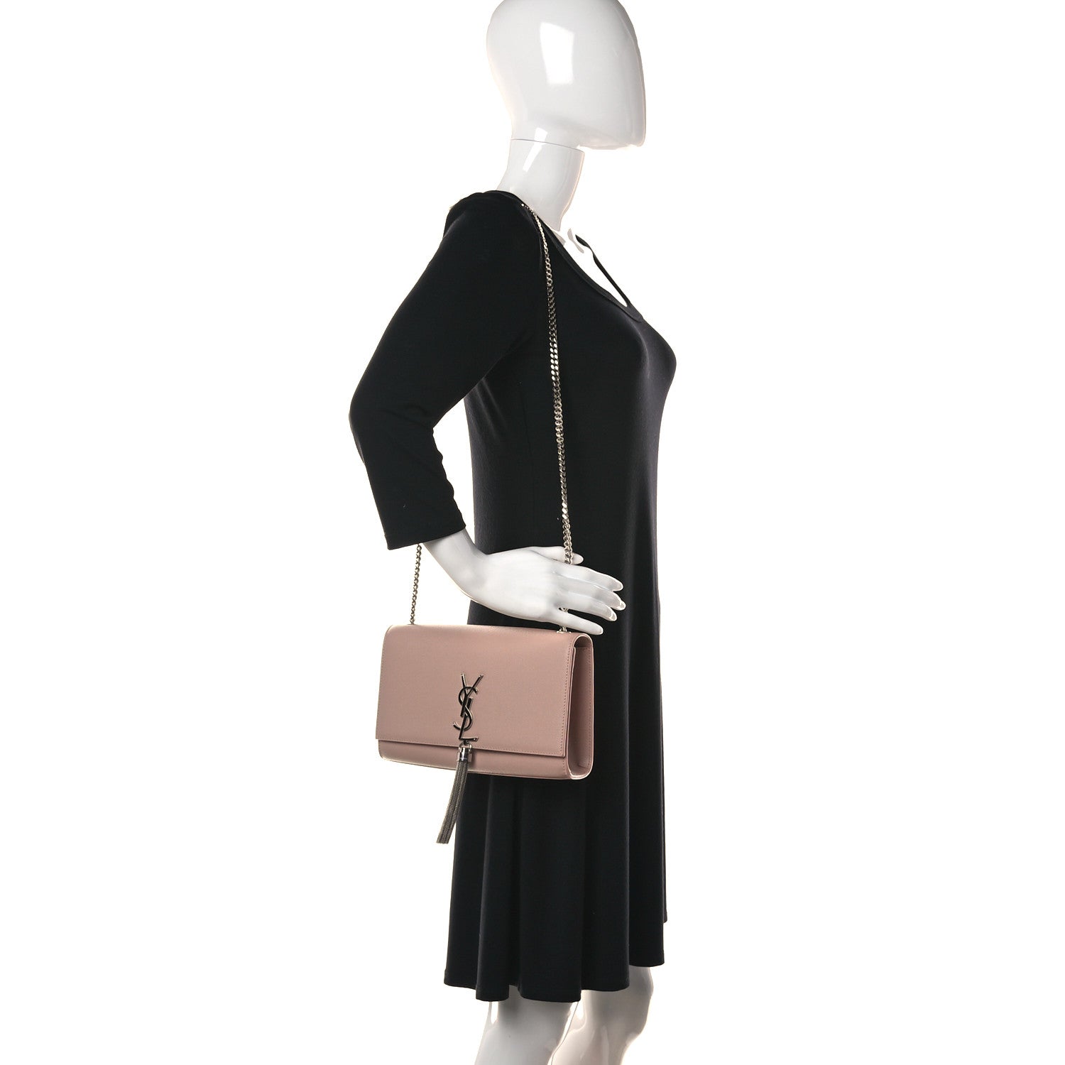 Saint Laurent Grain De Poudre Medium Classic Monogram Kate Tassel Satchel Pale Blush 2 of 11