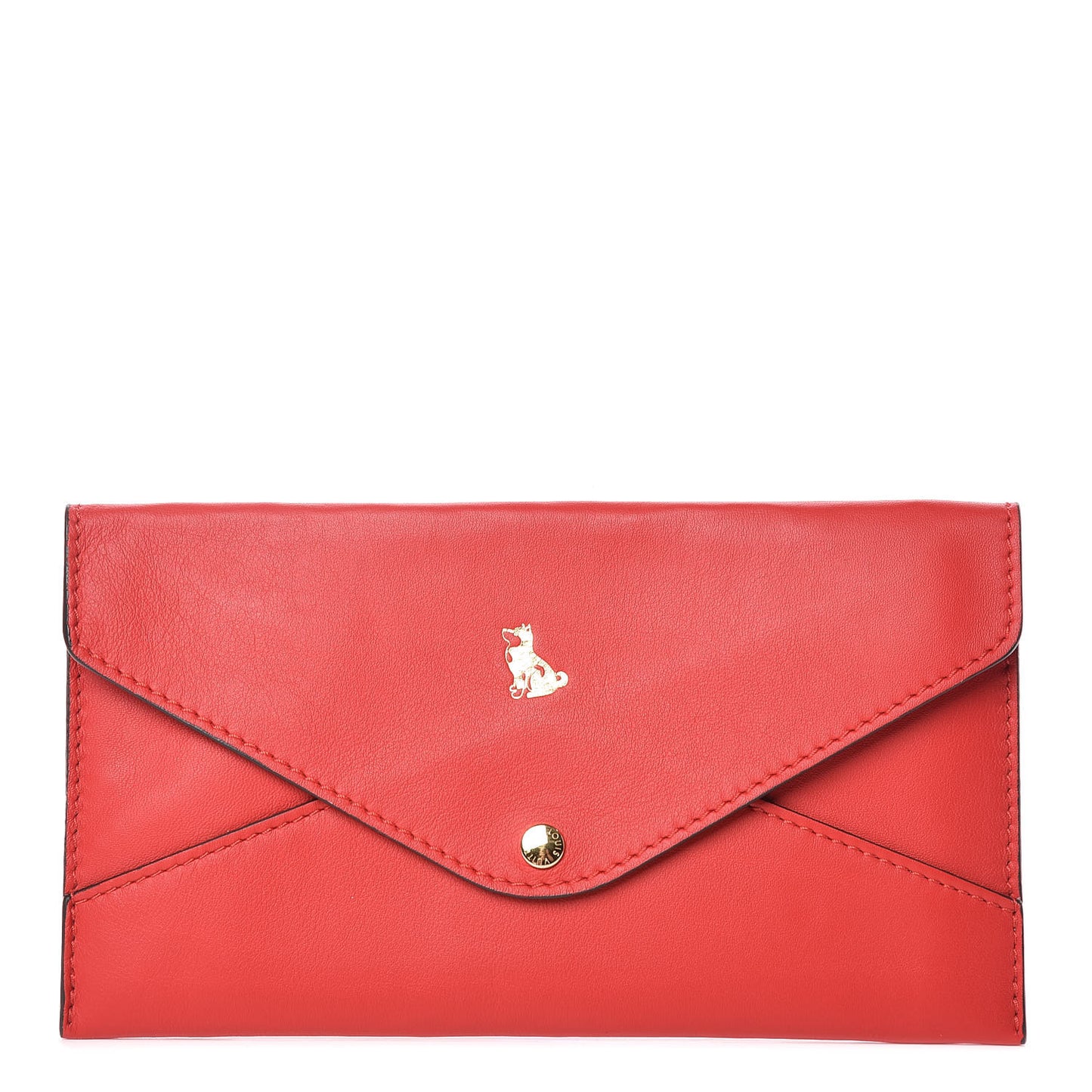 Veau Cachemire Chinese New Year Dog Envelope Pouch Red