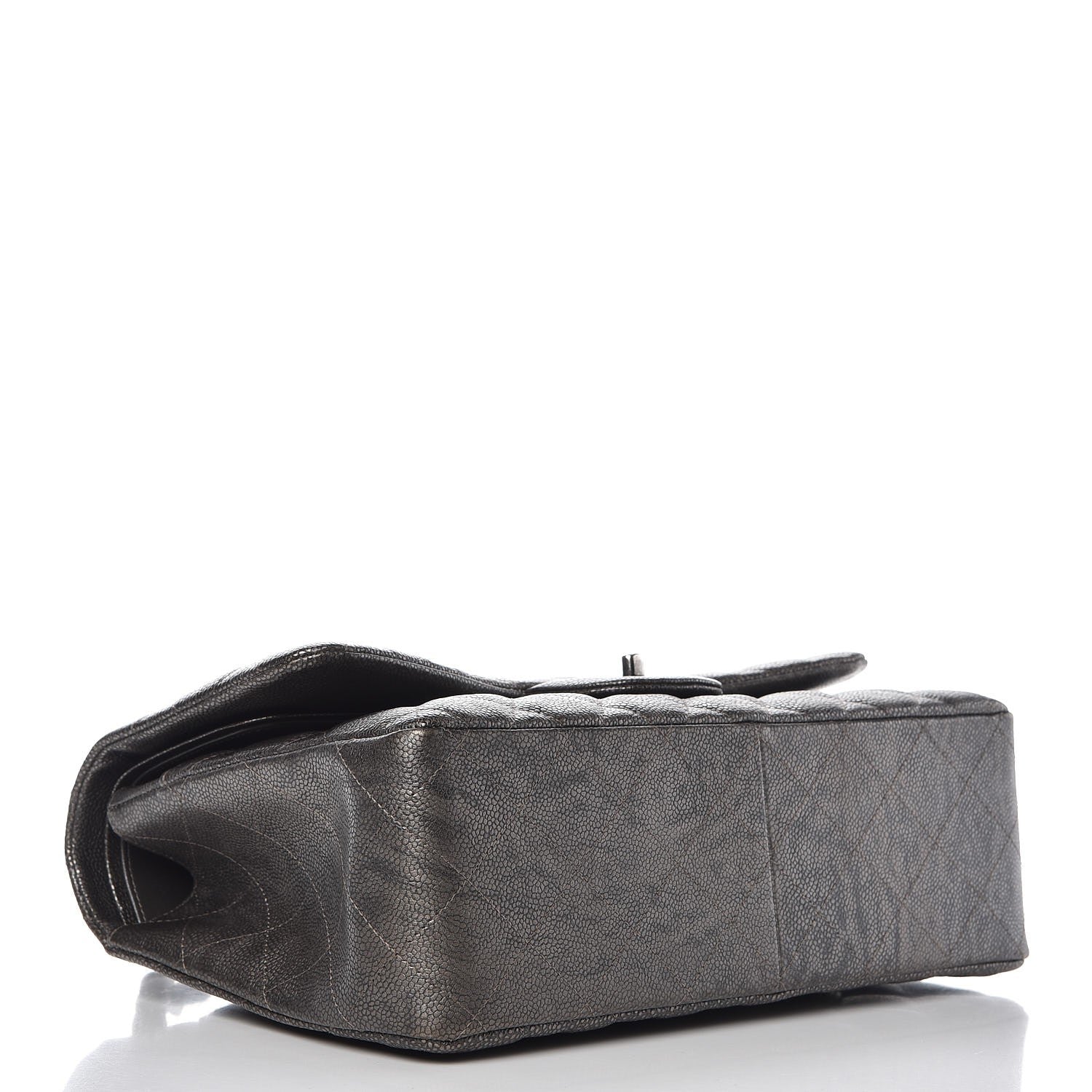 Chanel Metallic Caviar Quilted Jumbo Double Flap Dark Silver 5 of 10
