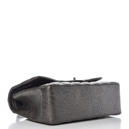 Chanel Metallic Caviar Quilted Jumbo Double Flap Dark Silver 5 of 10