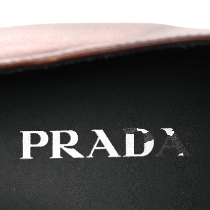 Prada Vitello Fume Metal Triangle Logo 50mm Loafers 40.5 Cognac 9 of 11